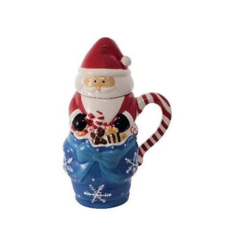 Temptations Christmas Santa Mug 24oz Blue bag holiday season gifts cocoa mocha